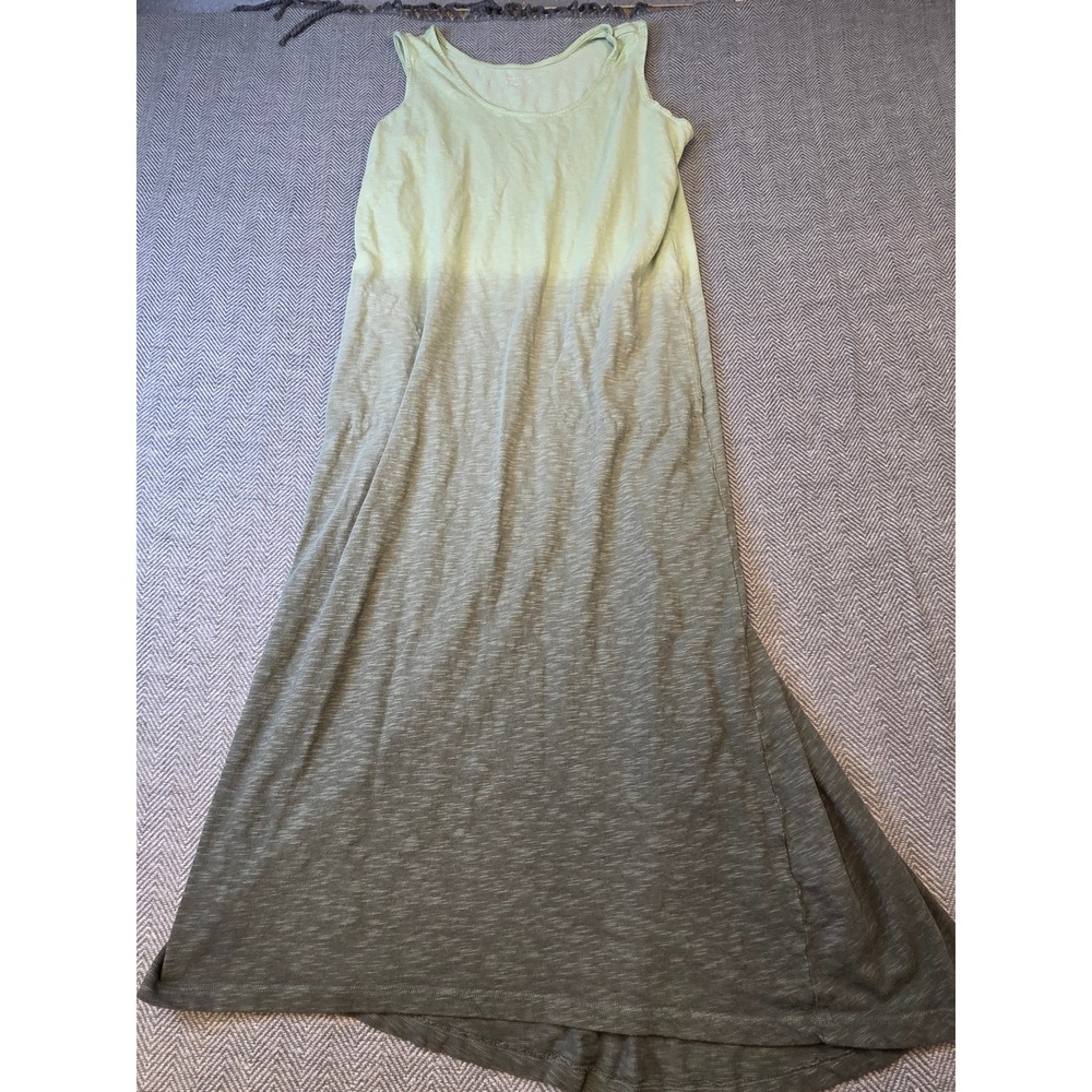 Canyon Retreat Tank Dress Women Medium Green Ombre Slub Knit Round Neck Pullover